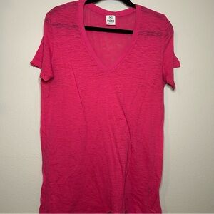 PINK Victoria's Secret Bright Pink V-Neck Tee